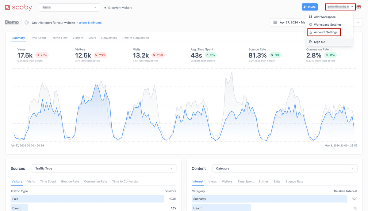 How to find the Account Settings