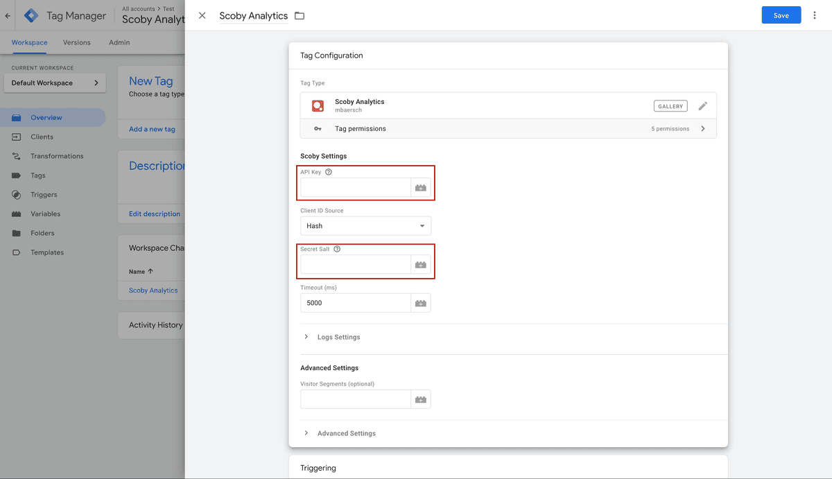 How to add the configuration needed to start measureing traffic with Scoby Analytics