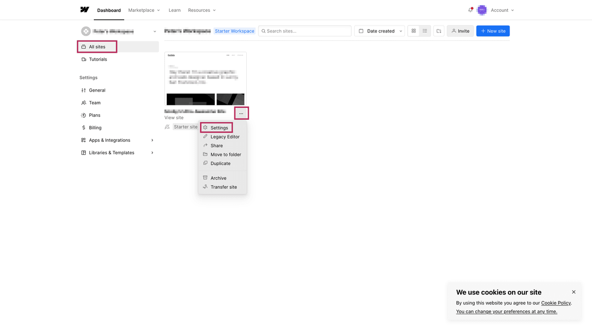 Open the Custom Code tab in Webflow project settings